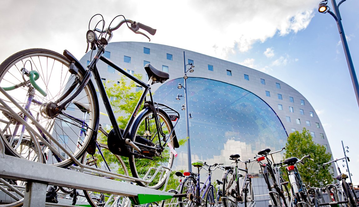 Bicycles in front of the Markthal Rotterdam Bicycles in front of the Markthal Rotterdam